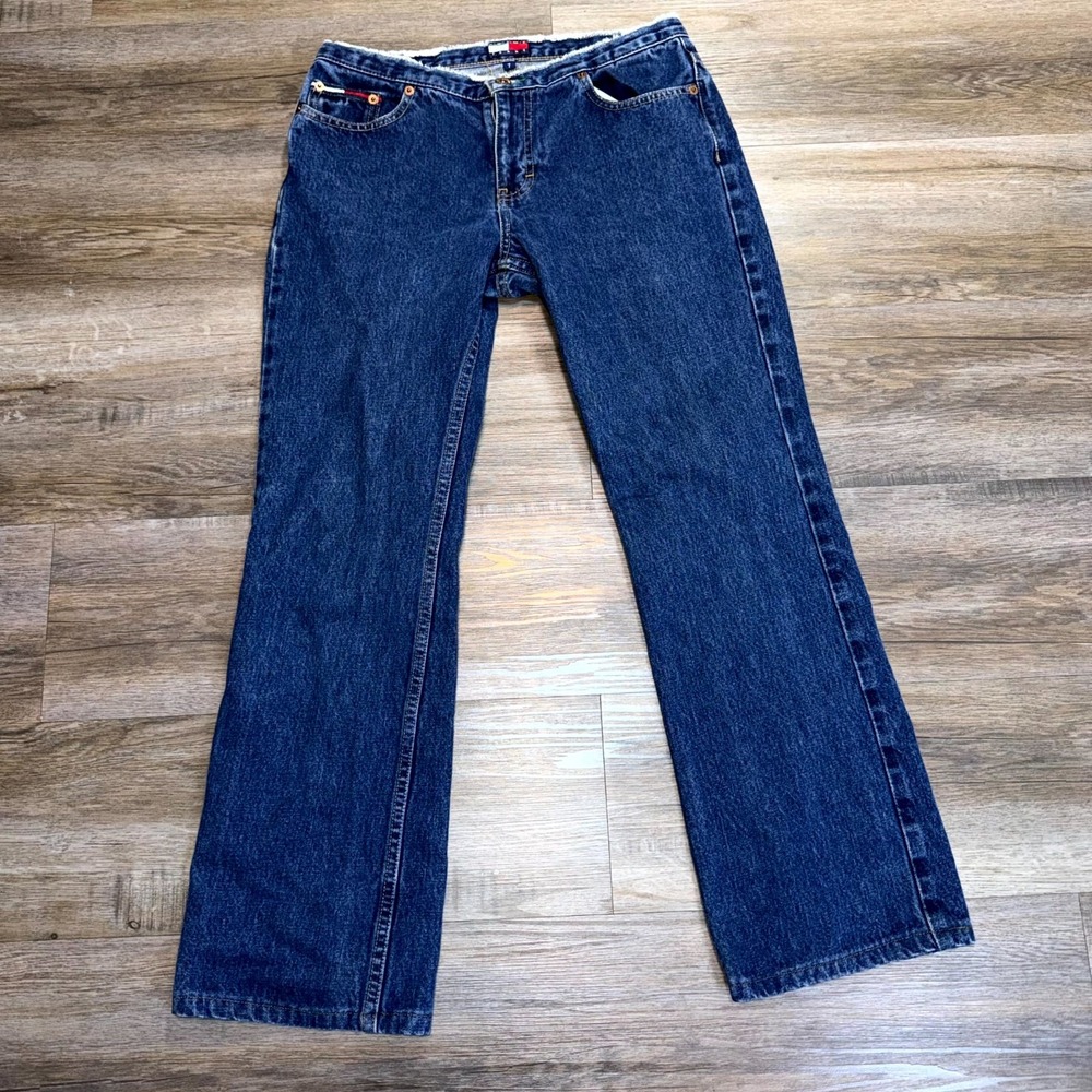 VTG 1990s-Y2K Tommy Hilfiger Bootcut Denim Jeans Juniors 7 Slight Flare Leg
